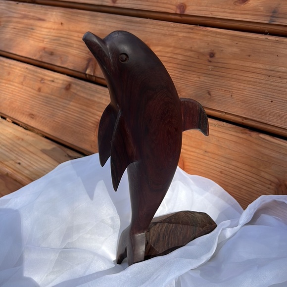 Ironwood Hand Carved Dolphin Sculpture 12.5” tall/Dolphin Sculpture/ Dolphin Art - Picture 2 of 10